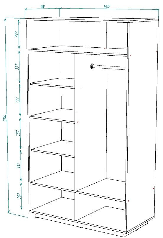 Распашной шкаф Мебель Азии Алиса Лайн 2Д, 120.2x211.4х60 см, белый, коричневый купить,NaN