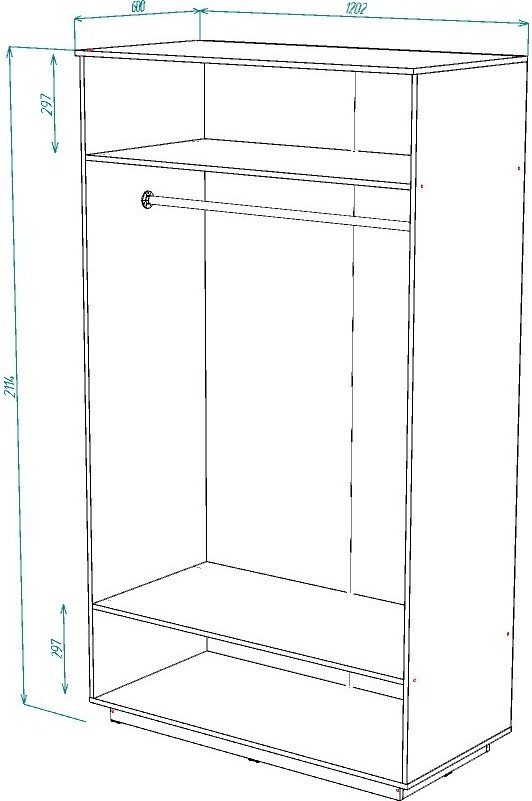 Распашной шкаф Мебель Азии Алиса Лайн 2Д Лайт, 120.2x211.4х60 см, коричневый купить,0