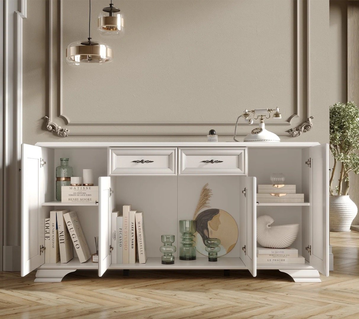 Комод BRW Кентаки KOM4D2S, 184x44.5x90.5 см, белый купить,NaN