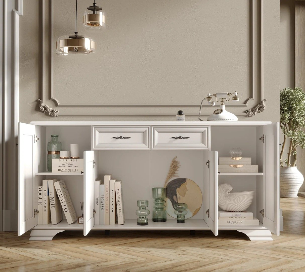 Комод BRW Кентаки KOM4D2S, 184x44.5x90.5 см, белый купить,NaN