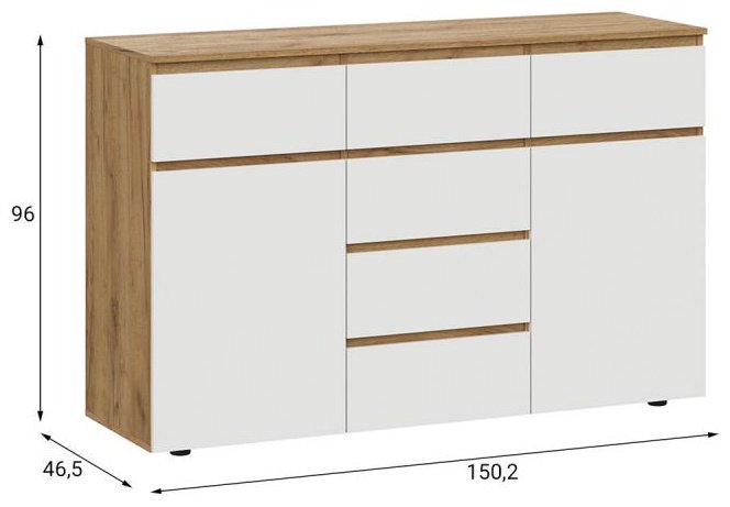 Комод SV КМ 19, 150x46x96 см, белый, коричневый купить,0