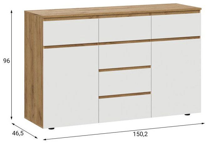Комод SV КМ 19, 150x46x96 см, белый, коричневый купить,NaN