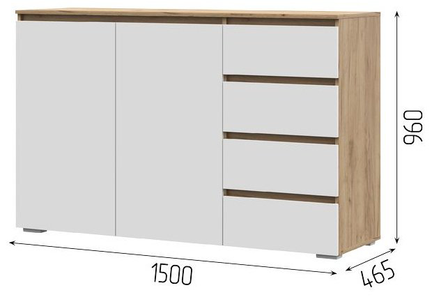 Комод Стендмебель Хелен 150.2x46x95.8см белый купить,NaN