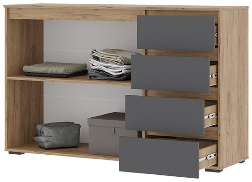 Комод Стендмебель Хелен КМ 06, 150x46x96 см, коричневый, серый купить,0