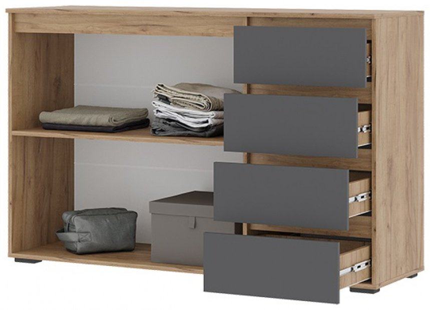 Комод Стендмебель Хелен КМ 06 150x46x96см серый купить,NaN