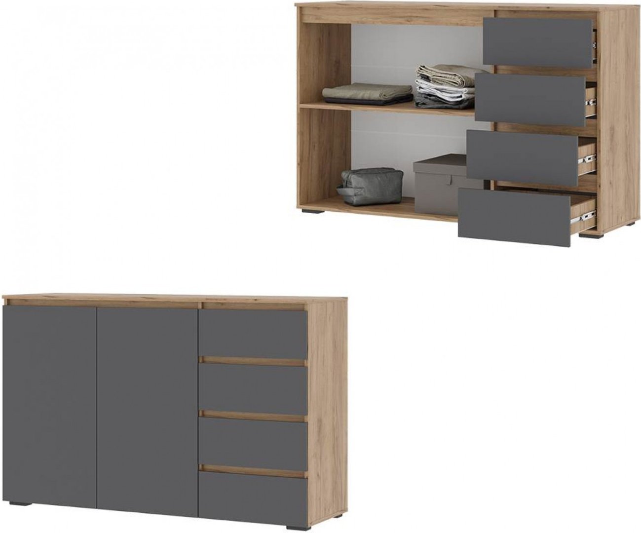 Комод Стендмебель Хелен КМ 06, 150x46x96 см, коричневый, серый купить,0