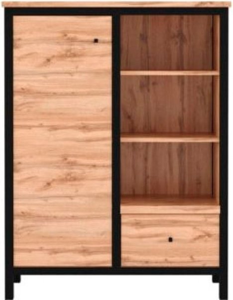 Комод Гербор КОМ1D1S, 92x39x121 см, коричневый, черный