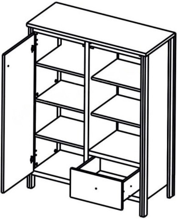 Комод Гербор КОМ1D1S, 92x39x121 см, коричневый, черный - ForteMarket Комод Гербор КОМ1D1S, 92x39x121 см, коричневый, черный купить,0