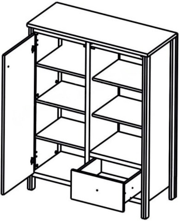 Комод Гербор КОМ1D1S, 92x39x121 см, коричневый, черный купить,NaN