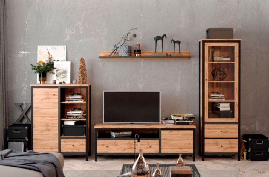 Комод Гербор КОМ1D1S, 92x39x121 см, коричневый, черный купить,NaN
