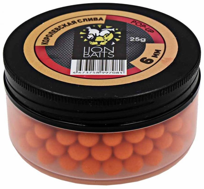 Прикормка Lion Baits Бойлы Pop-Up 6мм 25гр LB-002964 Слива 0.025 кг