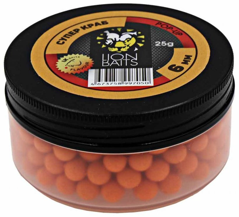 Прикормка Lion Baits Бойлы Pop-Up 6мм 25гр LB-002963 Супер Краб 0.025 кг купить,NaN