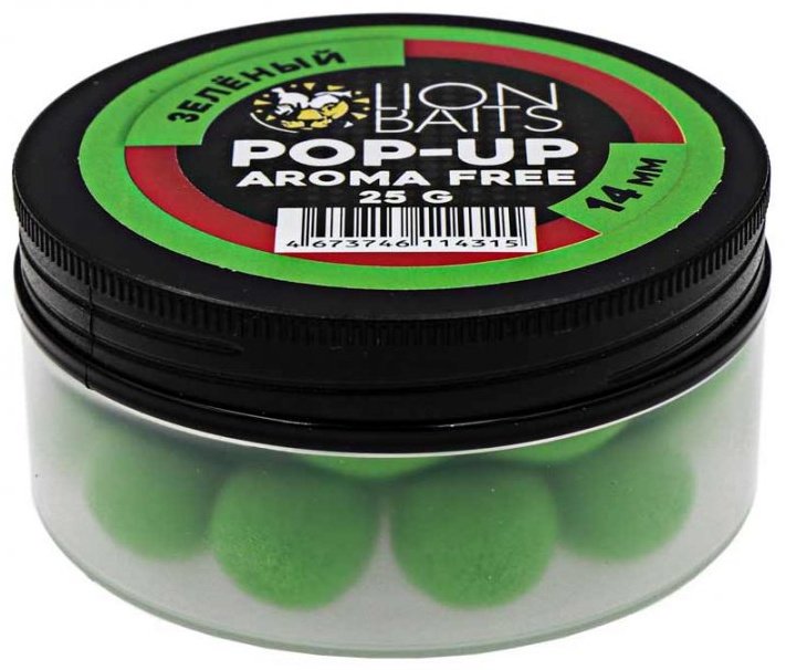 Прикормка Lion Baits Бойлы плавающие Pop-Up Aroma Free (без аромы) 14мм 25гр LBAF-0033 без аромы 0.025 кг