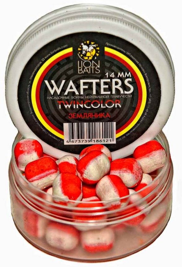 Прикормка Lion Baits Бойлы Wafters двухцветные 14 мм 40 г Земляника LB-004027 Земляника 0.04 кг купить,NaN
