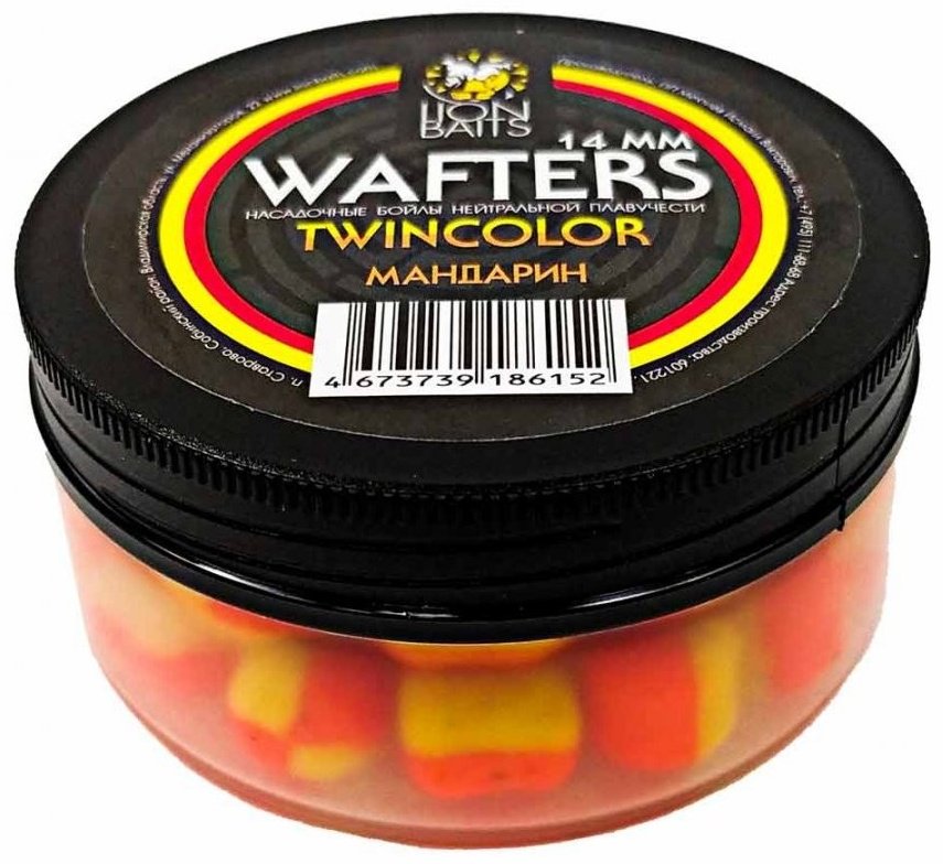 Прикормка Lion Baits Бойлы Wafters twincolor 14мм LB-004026 Мандарин 0.04 кг купить,NaN
