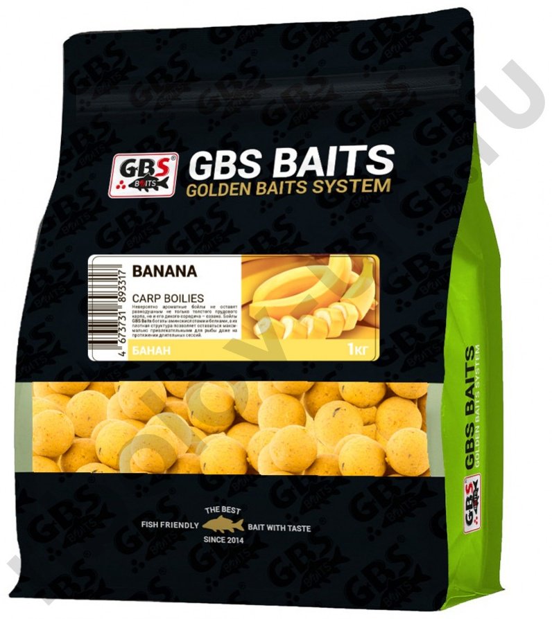 Прикормка GBS Бойлы Baits 20мм 1кг Банан Банан 1 кг купить,NaN