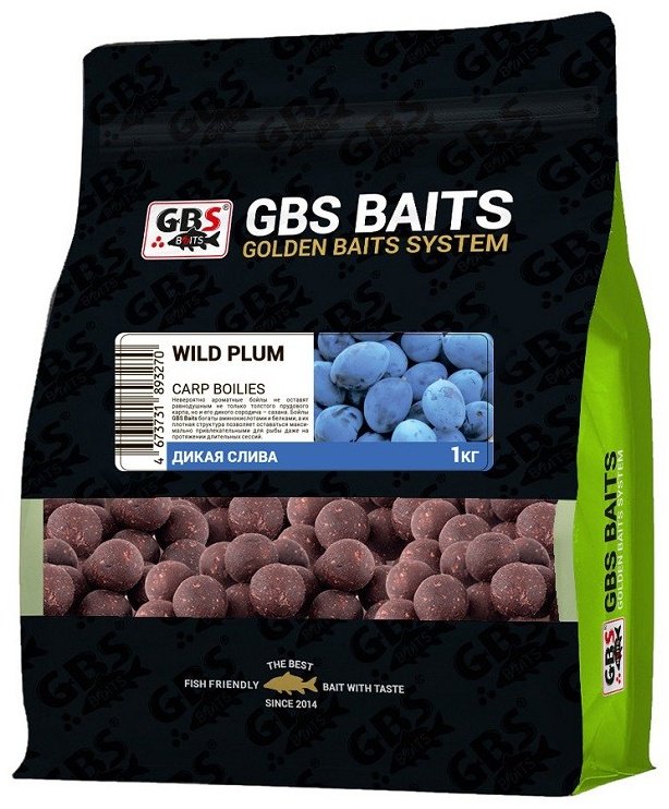 Прикормка GBS Бойлы Baits 20мм 1кг Дикая слива Дикая Слива 1 кг