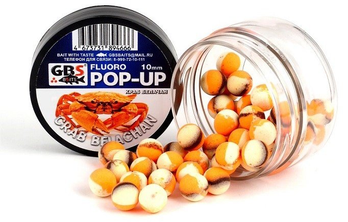 Прикормка GBS Бойлы Baits Pop-up плавающие (банка) 10мм 40гр Краб-Белачан Краб-Белачан 0.04 кг купить,NaN