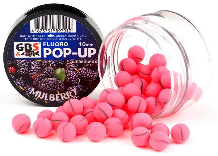 Прикормка GBS Бойлы Baits Pop-up плавающие (банка) 10мм 55гр Шелковица Шелковица 0.055 кг купить,NaN