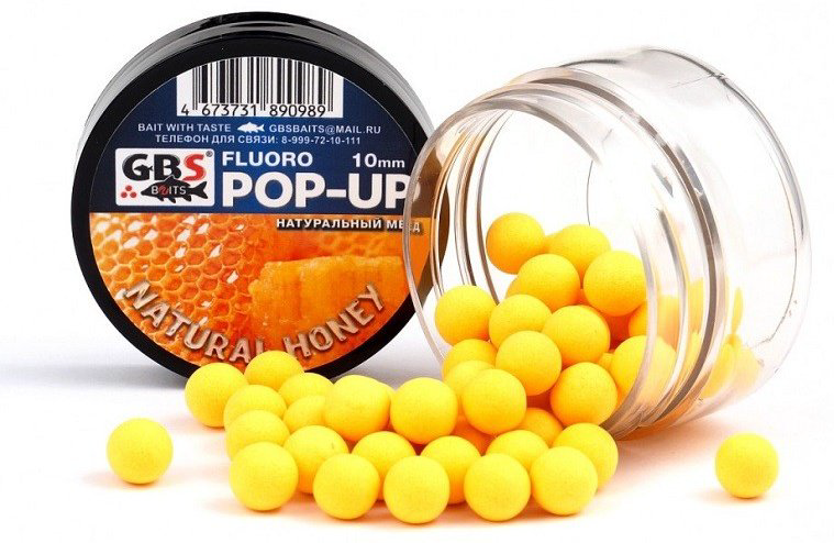 Прикормка GBS Бойлы Baits Pop-up плавающие (банка) 12мм 40гр Мед Мёд 0.04 кг купить,NaN