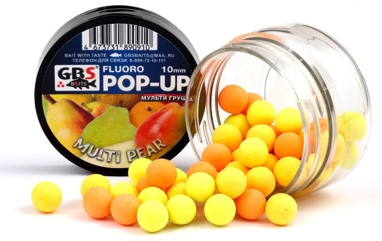 Прикормка GBS Бойлы Baits Pop-up плавающие (банка) 12мм 40гр Мульти груша Мульти Груша 0.04 кг