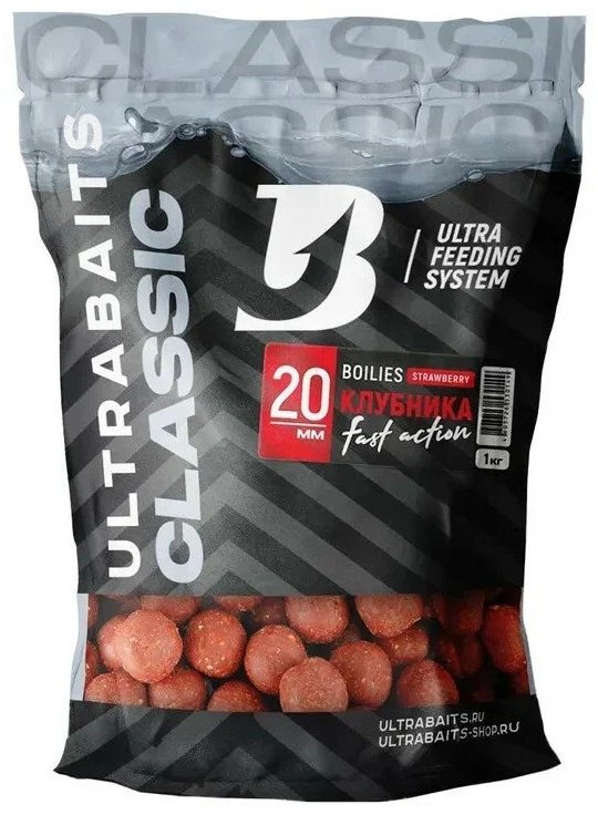 Прикормка ULTRABAITS BPU014K прикормочные 20мм Клубника 1 кг купить,NaN