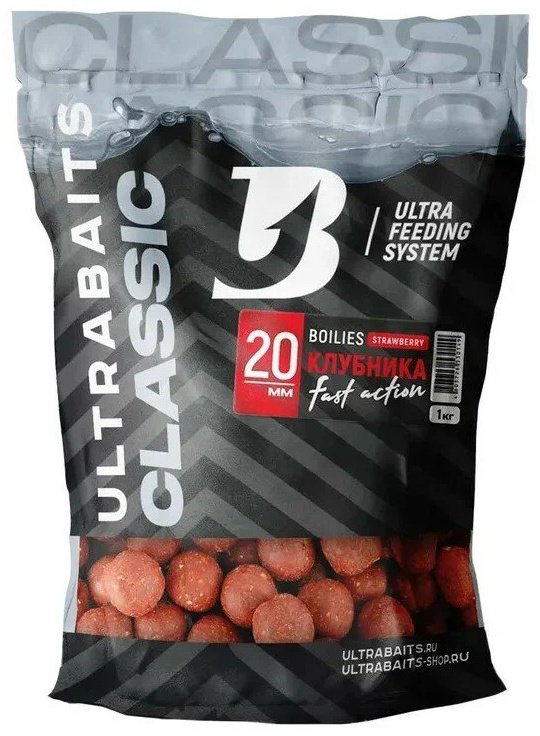 Прикормка ULTRABAITS BPU014K прикормочные 20мм Клубника 1 кг купить,NaN