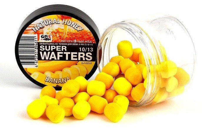 Прикормка GBS Бойлы Baits Wafters 10-13мм Натуральный мёд Банан Мёд и Банан 0.067 кг купить,NaN