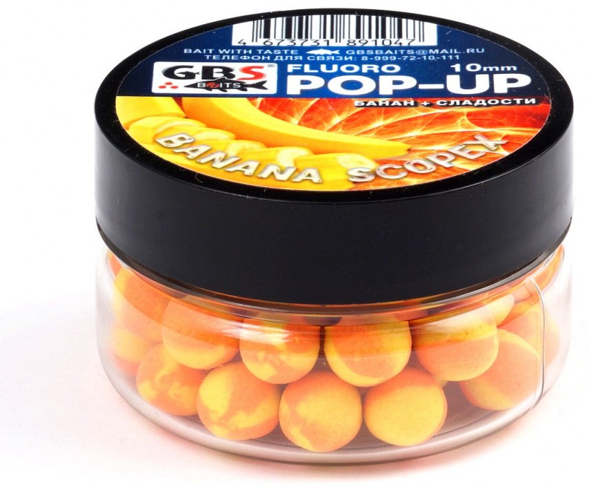 Прикормка GBS Baits GBS-POP-UP-10-0.4-BANS Банан/скопекс 0.04 кг купить,NaN