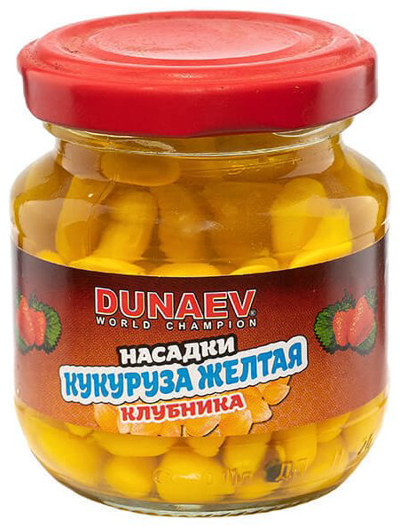 Прикормка Dunaev Насадка стеклобанка "Дунаев Кукуруза Желтая" Клубника 0.1 кг купить,NaN