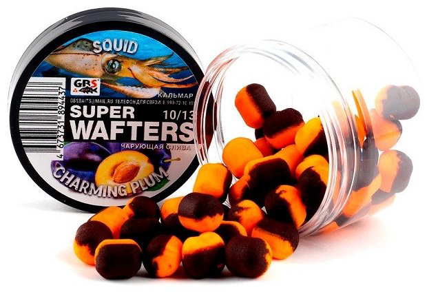 Прикормка GBS Бойлы Baits Wafters 10-13мм Кальмар и Чарующая слива Кальмар и Чарующая слива 0.067 кг
