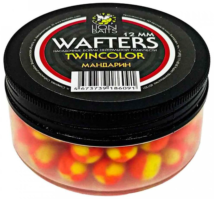 Прикормка Lion Baits Бойлы Wafters двухцветные 12мм 40гр LB-004020 Мандарин 0.04 кг