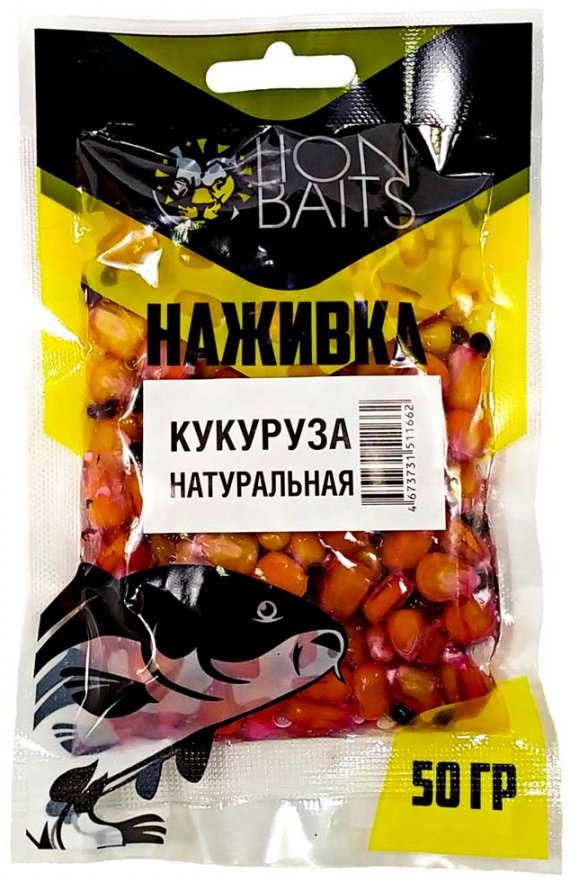 Прикормка Кукуруза Lion baits пакет 50гр Натуральная купить,NaN