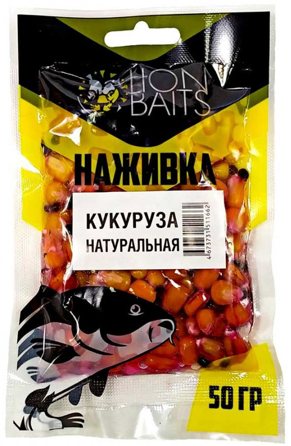 Прикормка Кукуруза Lion baits пакет 50гр Натуральная купить,NaN