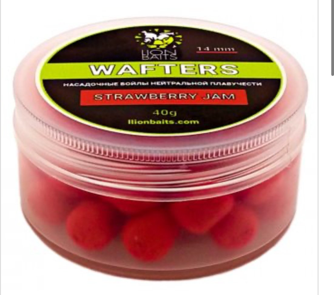 Прикормка Lion Baits Бойлы Wafters 14 мм 40 г LB-004015 Клубничный джем 0.25 кг