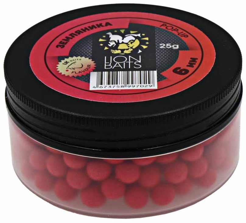 Прикормка Lion Baits Бойлы Pop-Up 6мм 25гр LB-002965 Земляника 0.025 кг купить,NaN
