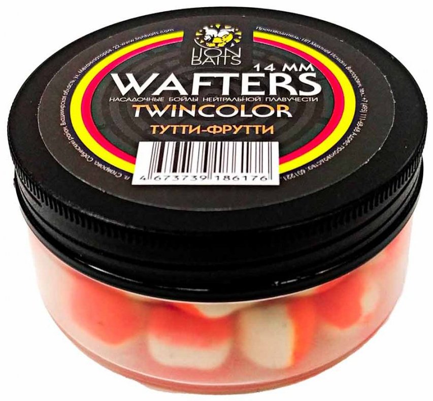 Прикормка Lion Baits Бойлы Wafters двухцветные 14мм 40гр LB-004028 Тутти-Фрутти 0.04 кг