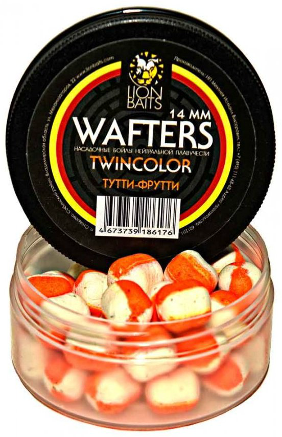 Прикормка Lion Baits Бойлы Wafters двухцветные 14мм 40гр LB-004028 Тутти-Фрутти 0.04 кг купить,NaN
