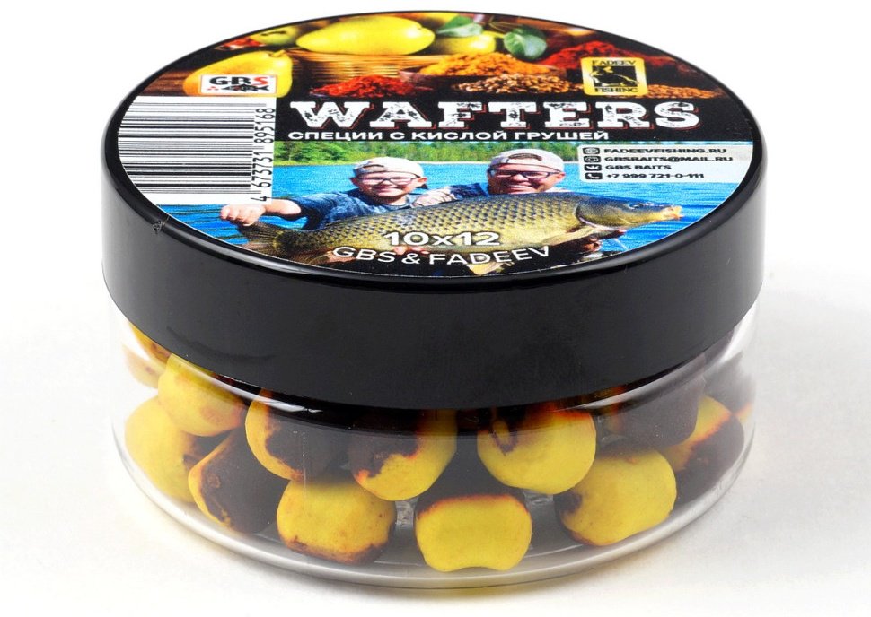 Прикормка GBS Бойлы vs Fadeev Wafters +ликвид 10*12 GBS-W919 50гр Специи с кислой грушей 0.1 кг купить,NaN