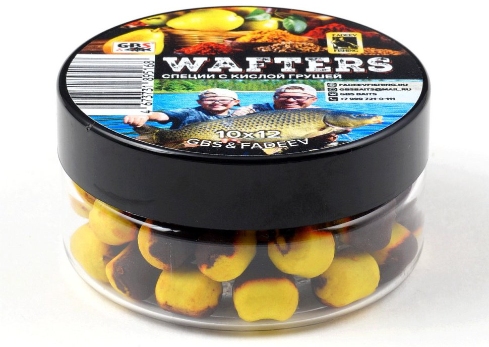 Прикормка GBS Бойлы vs Fadeev Wafters +ликвид 10*12 GBS-W919 50гр Специи с кислой грушей 0.1 кг купить,NaN