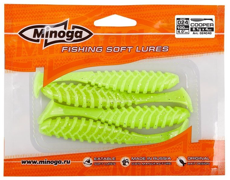 Мягкая приманка Minoga Cooper 4,0 024C40 4 шт 100 мм 024 купить,NaN