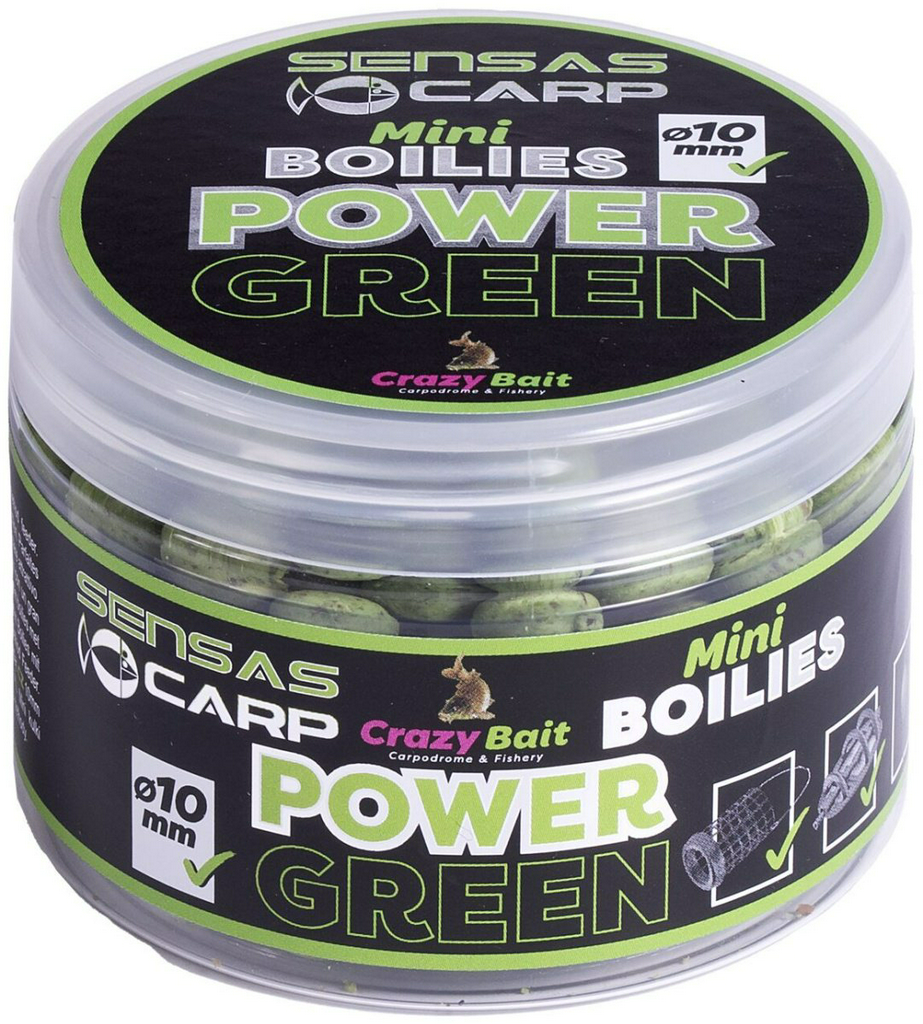 Прикормка Sensas Мини бойлы Crazy Bait 10мм 45804 POWER GREEN 0.08 кг