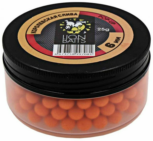 Прикормка Lion Baits Бойлы Pop-Up 6мм 25гр LB-002964 Слива 0.025 кг