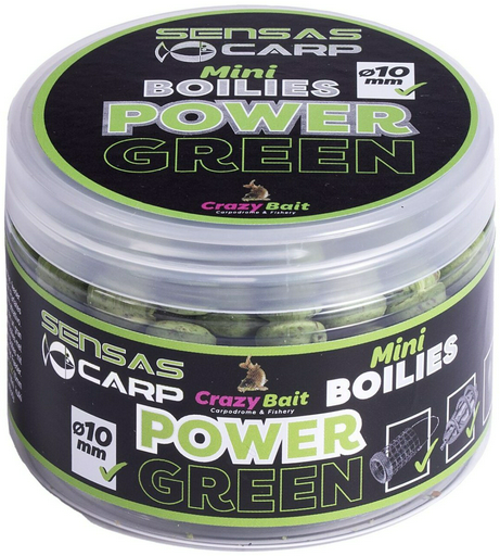 Прикормка Sensas Мини бойлы Crazy Bait 10мм 45804 POWER GREEN 0.08 кг