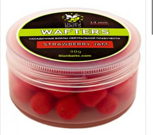 Прикормка Lion Baits Бойлы Wafters 14 мм 40 г LB-004015 Клубничный джем 0.25 кг
