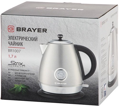 Электрочайник Brayer BR1007 1,7л серебристый