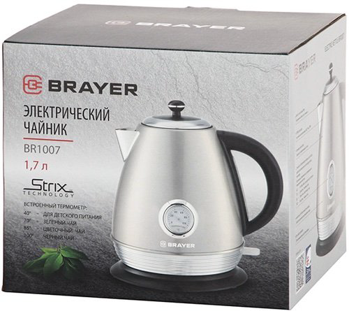 Электрочайник Brayer BR1007 1,7л серебристый купить,22990