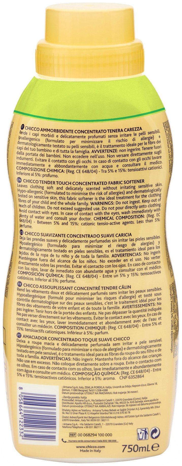 Chicco кондиционер Tender Touch 750 мл купить,NaN