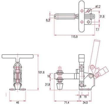 Струбцина Woodwork зажим с вертикальной ручкой, усилие 227кг Goodhand GH-12131 купить,0