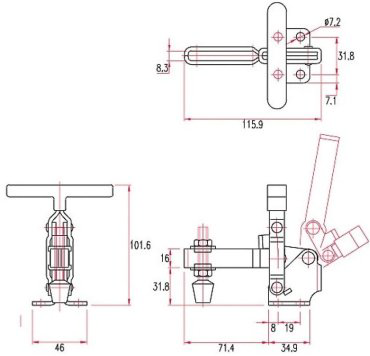 Струбцина Woodwork зажим с вертикальной ручкой, усилие 227кг Goodhand GH-12131